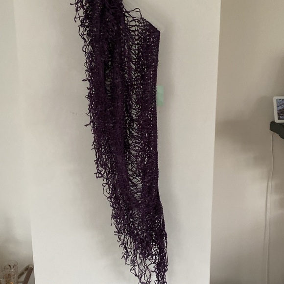 JIGSAW purple shawl wrap crochet macrame knit poncho NWT new scarf - Picture 2 of 7